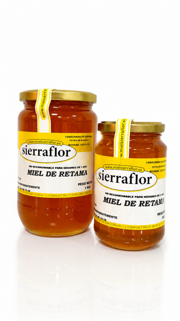 Miel de retama natural de Miel Sierra Flor en tarro de cristal