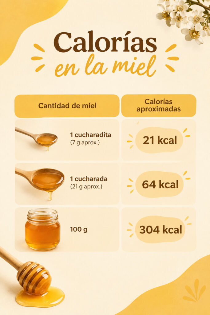 infografía sobre las calorías en la miel