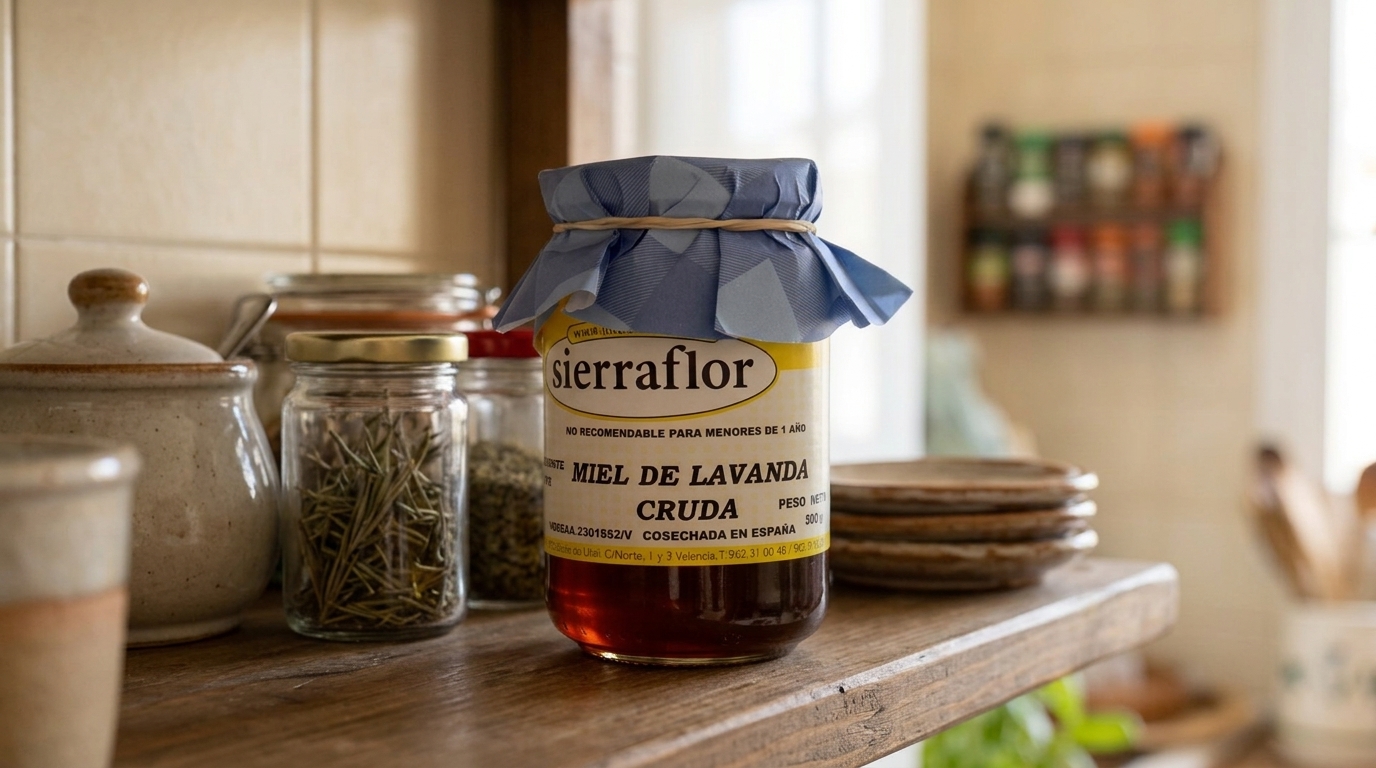 Envase de miel de lavanda de 500ml de Sierraflor